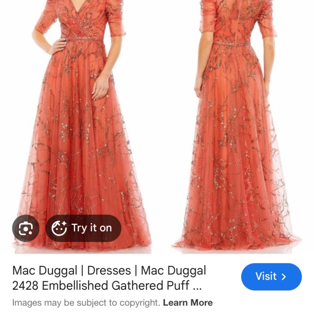 Mac Duggal Coral Embellished V‑Neck Evening Gown